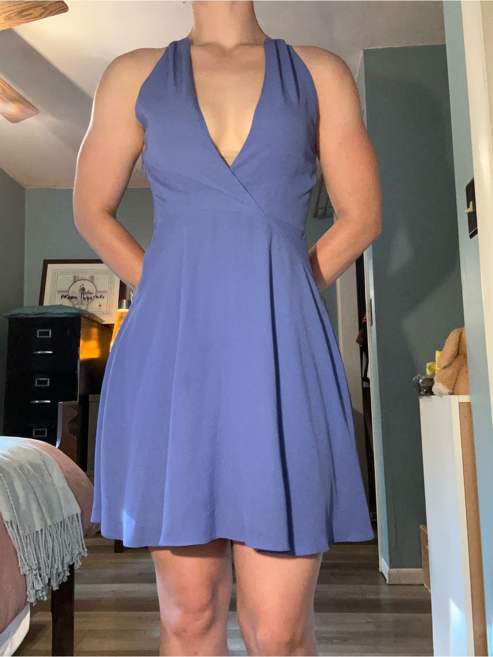 Sleeveless Reversible Lavender Blue Fit & Flare Dress